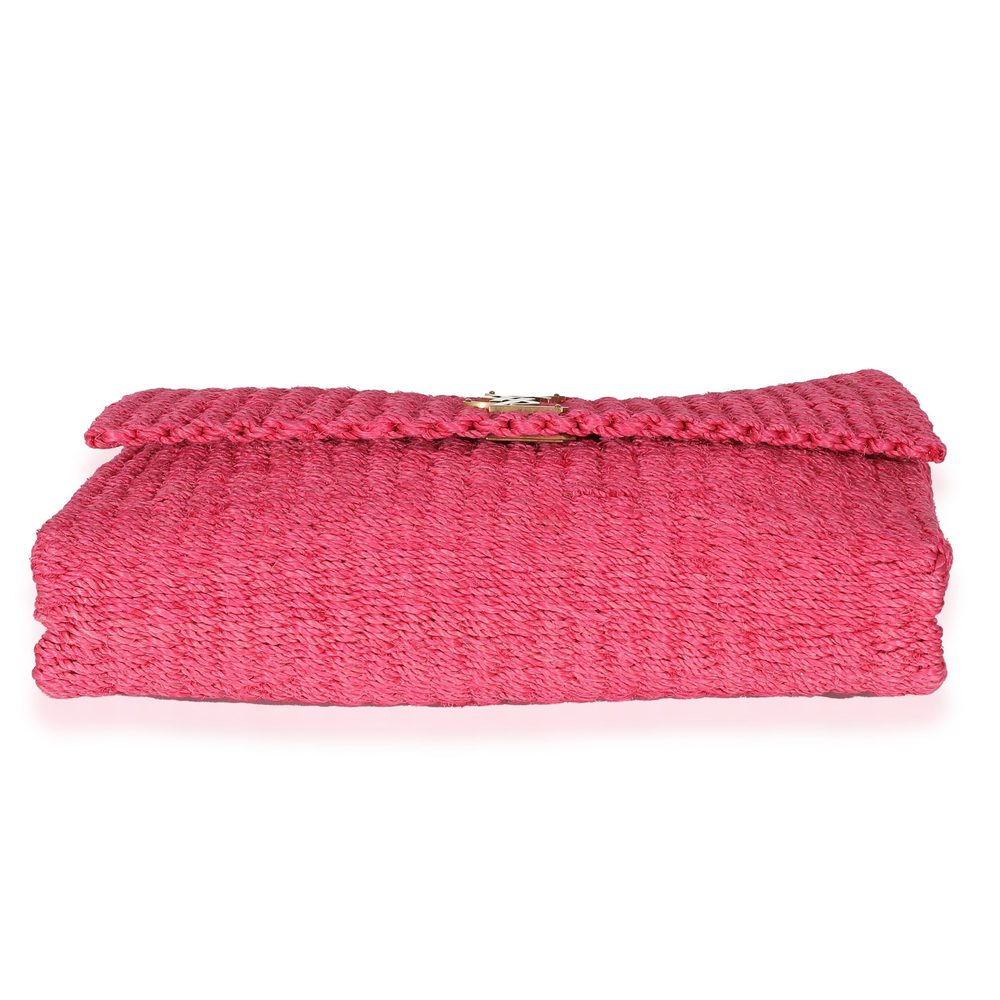 Saint Laurent Pink Woven Sisal Medium Kate Bag - Picture 5 of 8